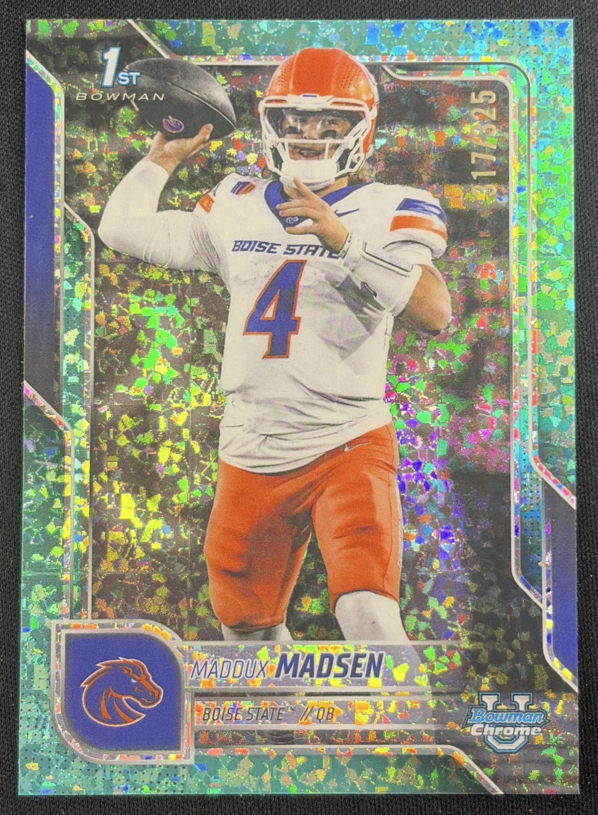 Maddux Madsen 2025 Bowman Chrome University Prospects Aqua Mini-Diamond Refractor /325 Broncos