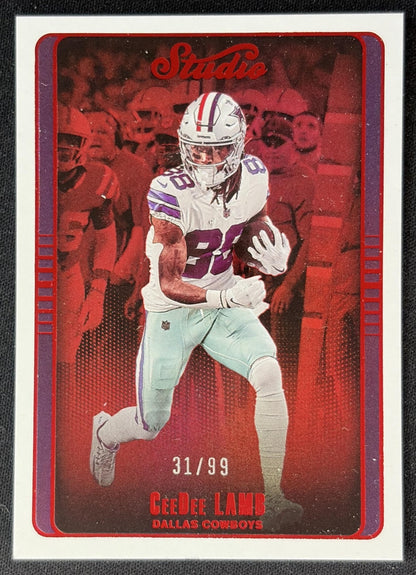 CeeDee Lamb 2022 Panini Chronicles Studio Red /99 Cowboys front
