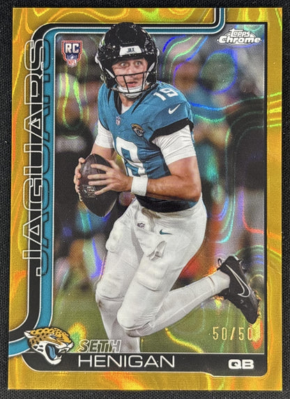 Seth Henigan 2025 Topps Chrome Rookie Gold Wave Geometric Refractor /50 Jaguars