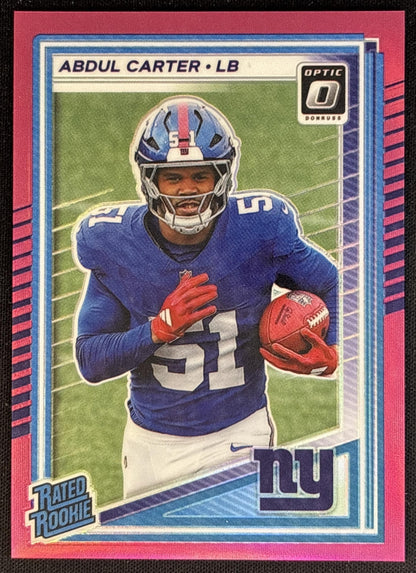 Abdul Carter 2025 Panini Donruss Optic Rated Rookie Pink Prizm Giants Football