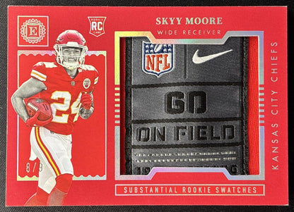 Skyy Moore 2022 Panini Encased Substantial Rookie Swatches Ruby /9 Chiefs