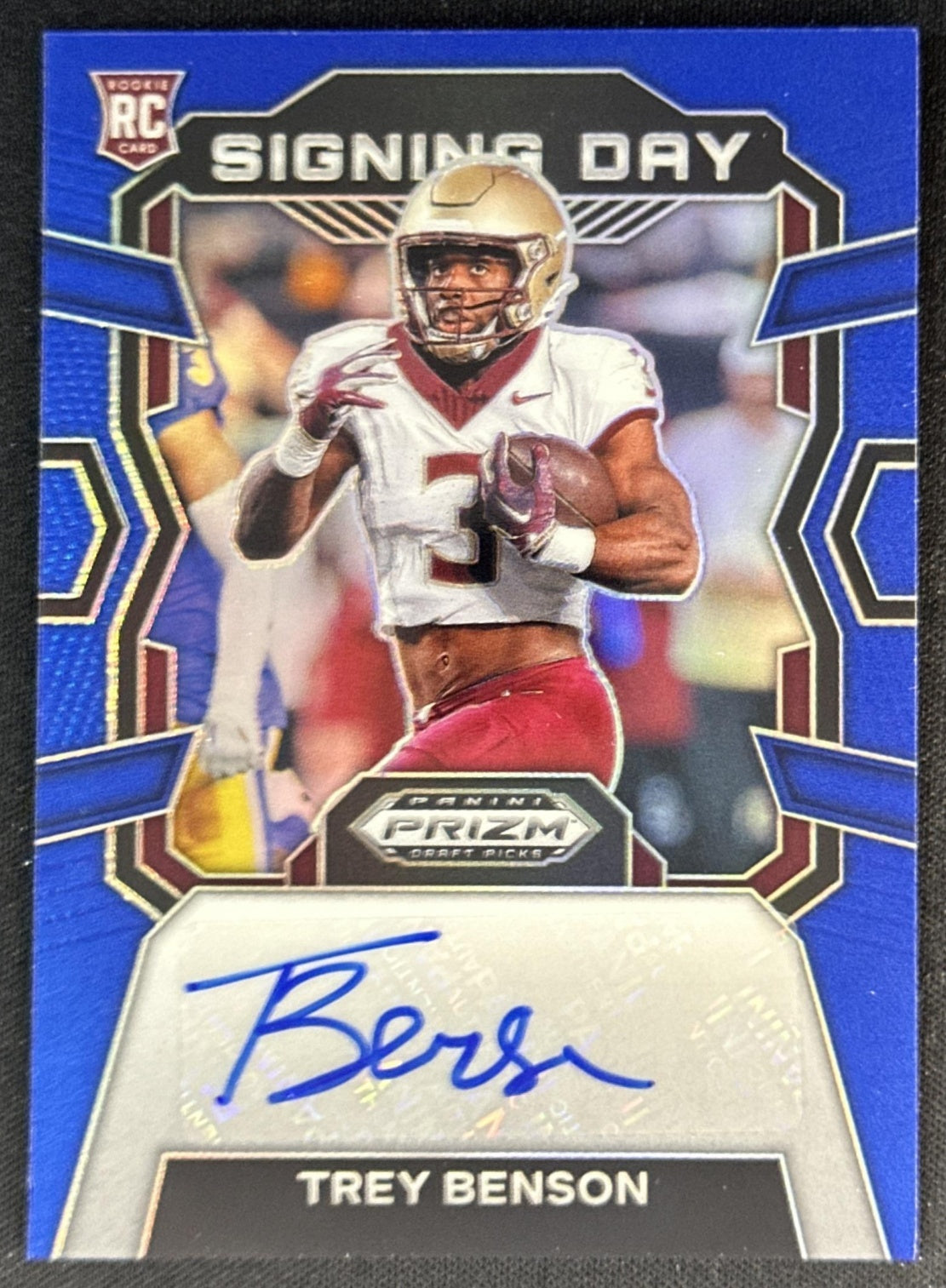Trey Benson 2024 Prizm Collegiate Draft Picks Signing Day Auto Blue /149 Seminoles