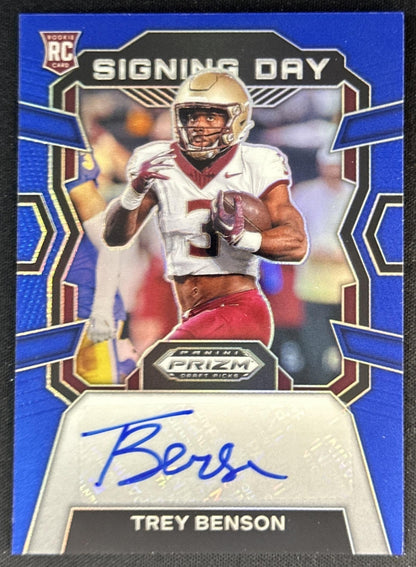 Trey Benson 2024 Prizm Collegiate Draft Picks Signing Day Auto Blue /149 Seminoles