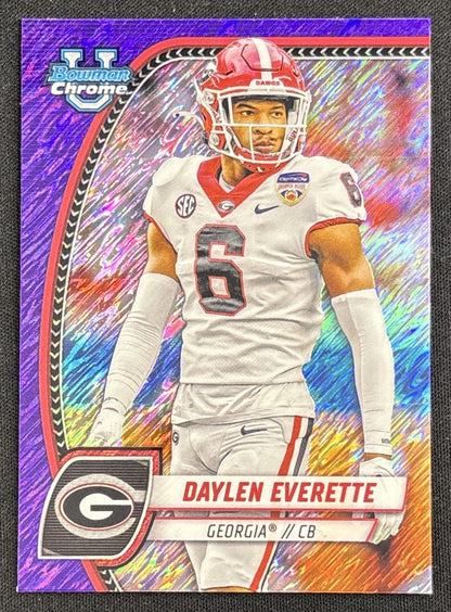 Daylen Everette 2024 Bowman Chrome University Purple Shimmer Refractor Bulldogs