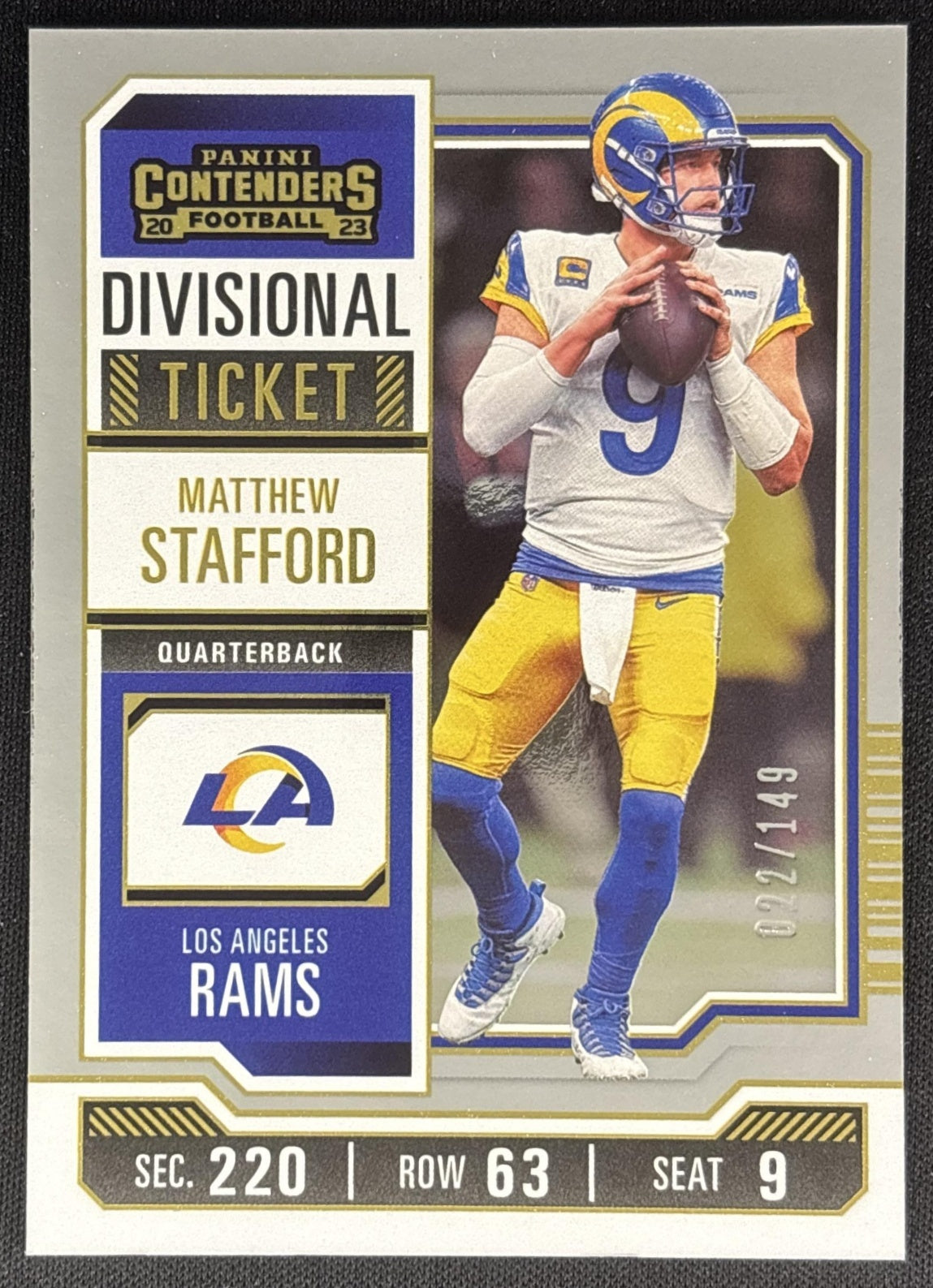 Matthew Stafford 2023 Panini Contenders Divisional Ticket /149 Rams Sports Trading Card