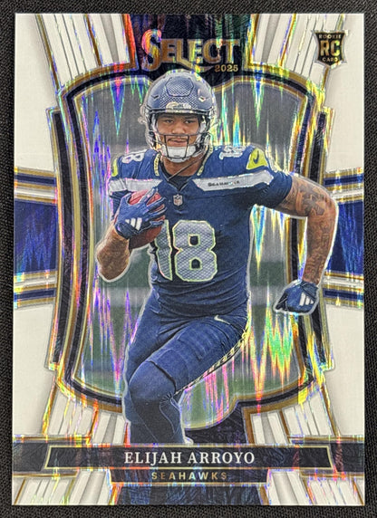 Elijah Arroyo 2025 Panini Select Premier Level White Prizm Shock /799 Seahawks