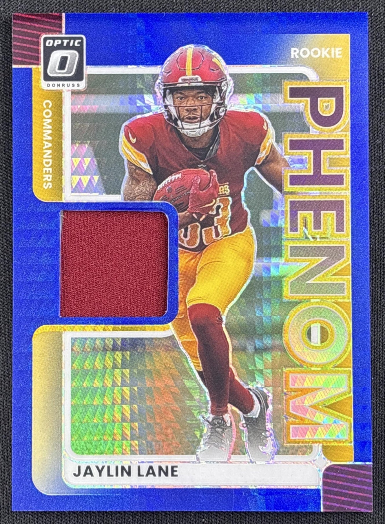 Jaylin Lane 2025 Panini Donruss Optic Rookie Phenoms Blue Hyper Prizm Commanders