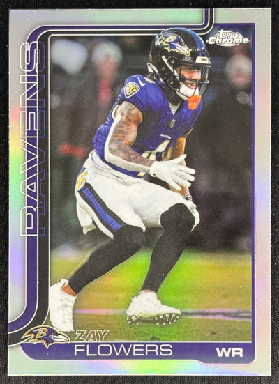 Zay Flowers 2025 Topps Chrome Refractor Ravens Sports Trading Cards
