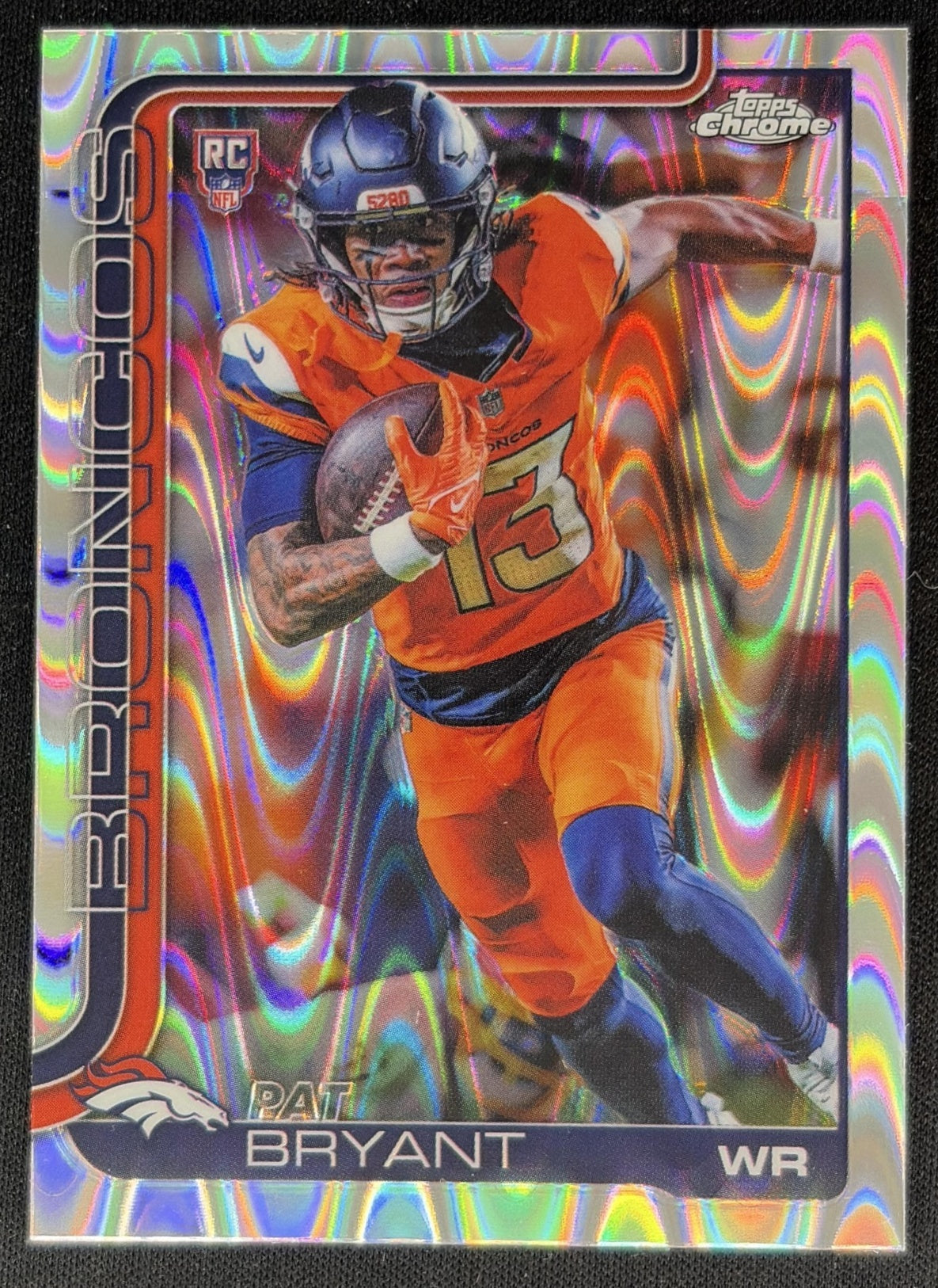 Pat Bryant 2025 Topps Chrome Rookie RayWave Refractor Broncos front