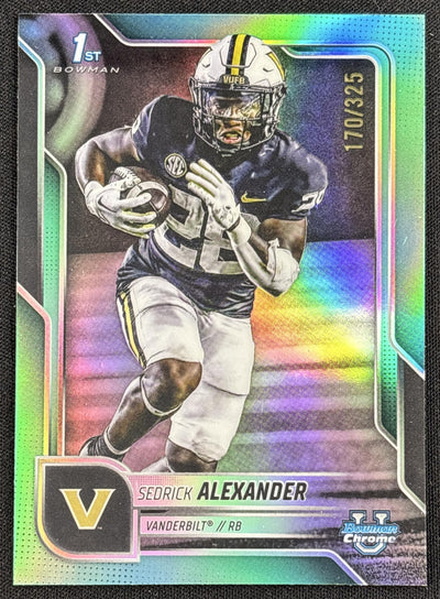 Sedrick Alexander 2025 Bowman Chrome University Prospects Aqua Refractor /325 Commodores Default Title Sports Trading Card