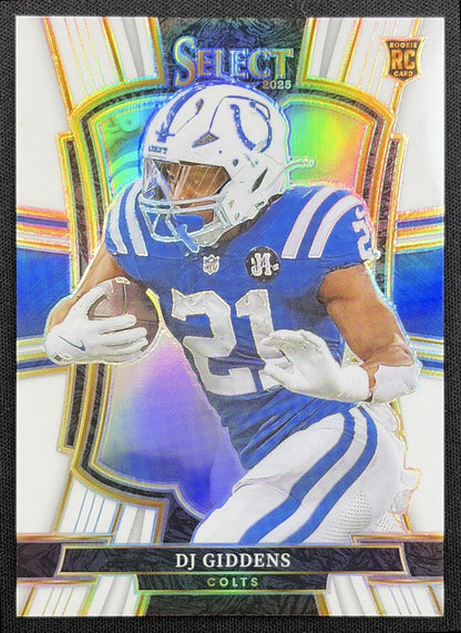 DJ Giddens 2025 Panini Select Premier Level White Prizm /35 Colts