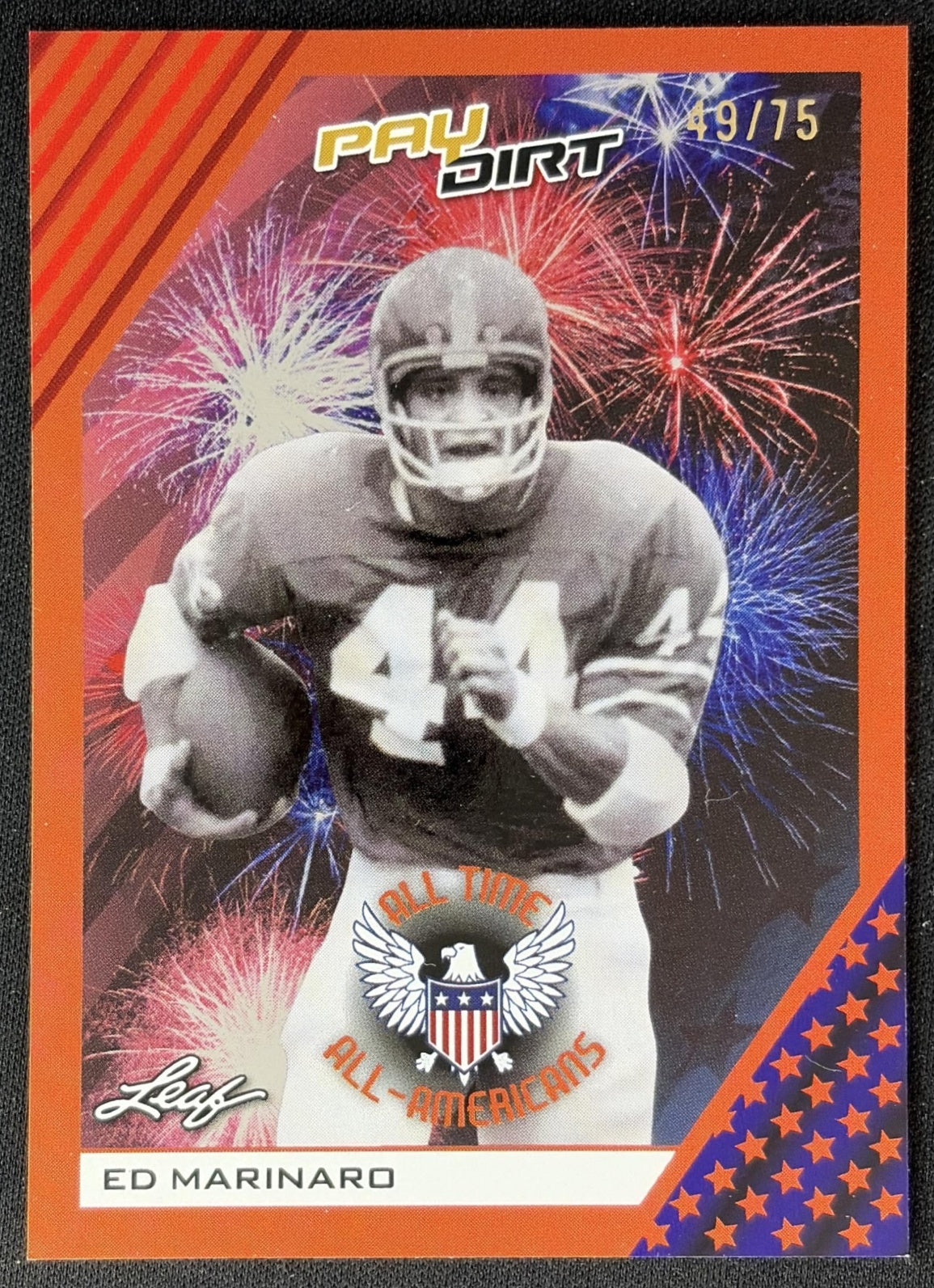 Ed Marinaro 2026 Leaf Paydirt All Time All-Americans Orange /75 front