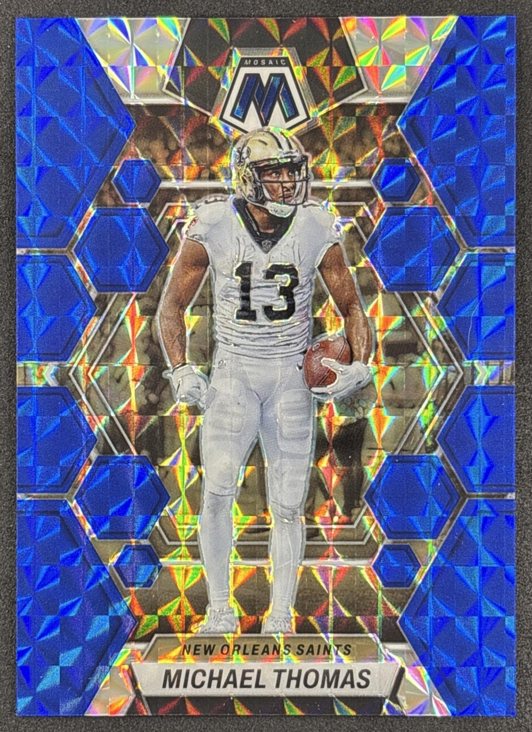 Michael Thomas 2023 Panini Mosaic Blue Mosaic Prizm /99 Saints front