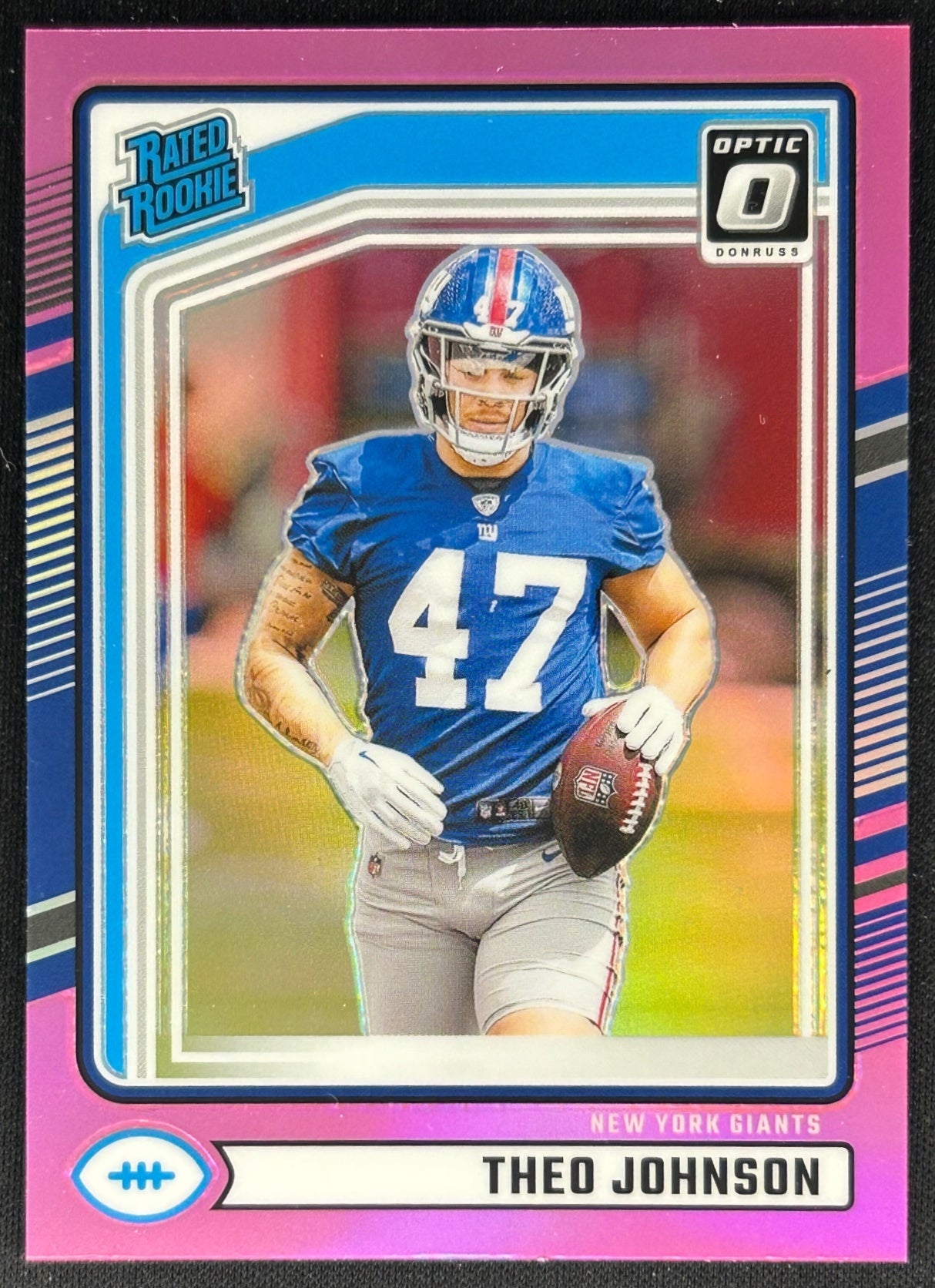 Theo Johnson 2024 Donruss Optic Rated Rookie Preview Pink Giants Sports Trading Cards