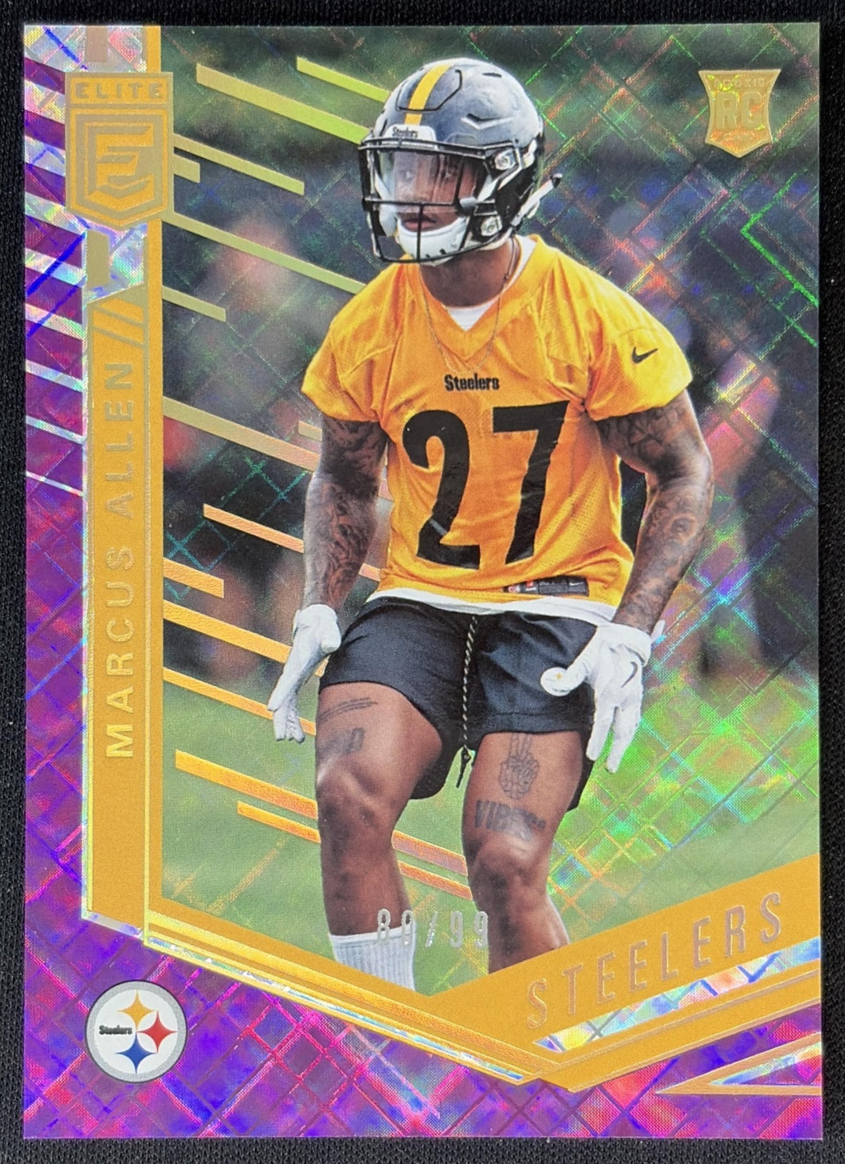Marcus Allen 2018 Panini Donruss Elite Purple /99 Steelers front