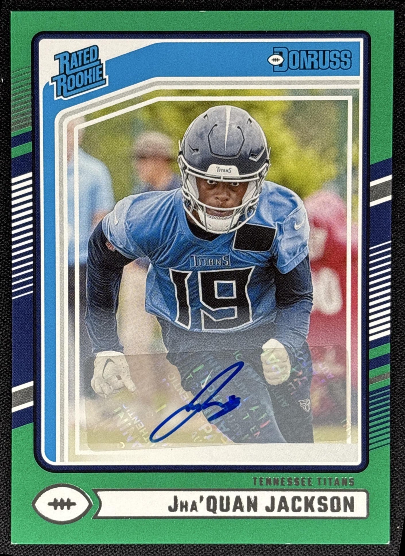 Jha'Quan Jackson 2024 Panini Donruss Rated Rookie Auto Green Titans