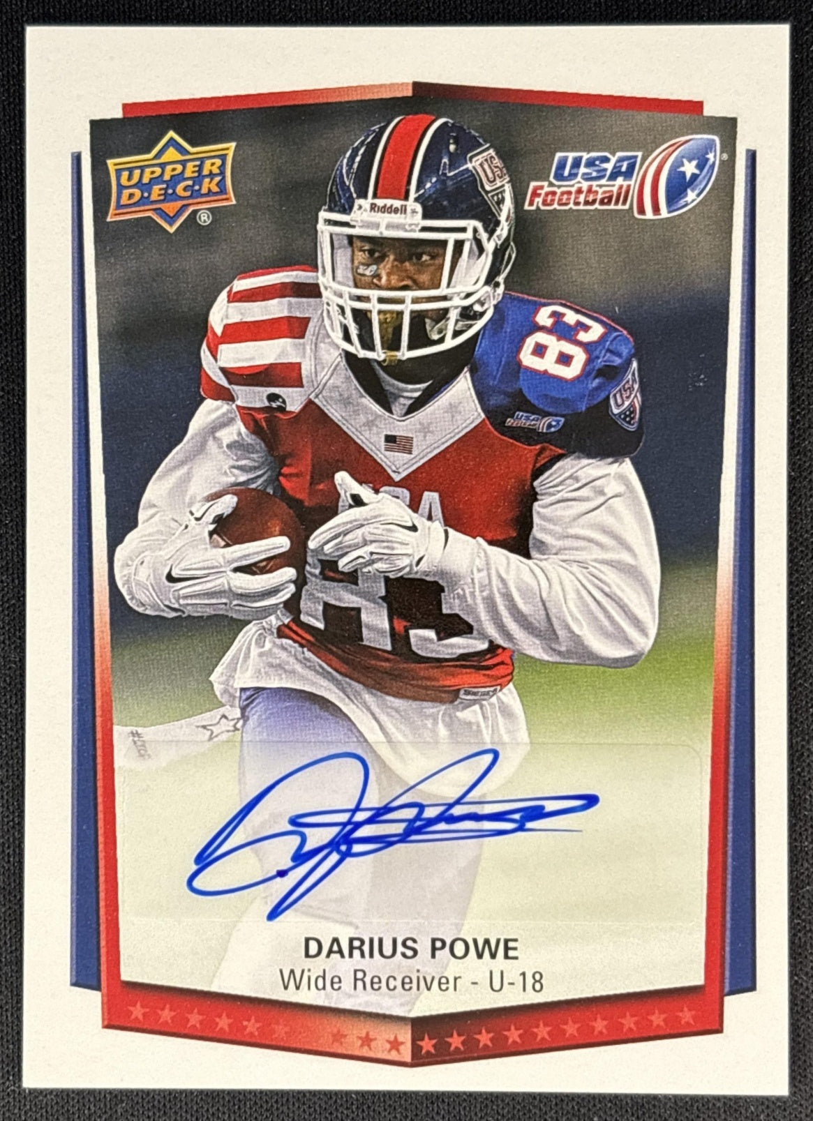 Darius Powe 2015 Upper Deck USA Football Auto front