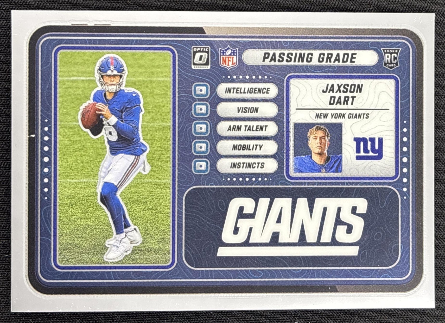 Jaxson Dart 2025 Panini Donruss Optic Passing Grade Giants