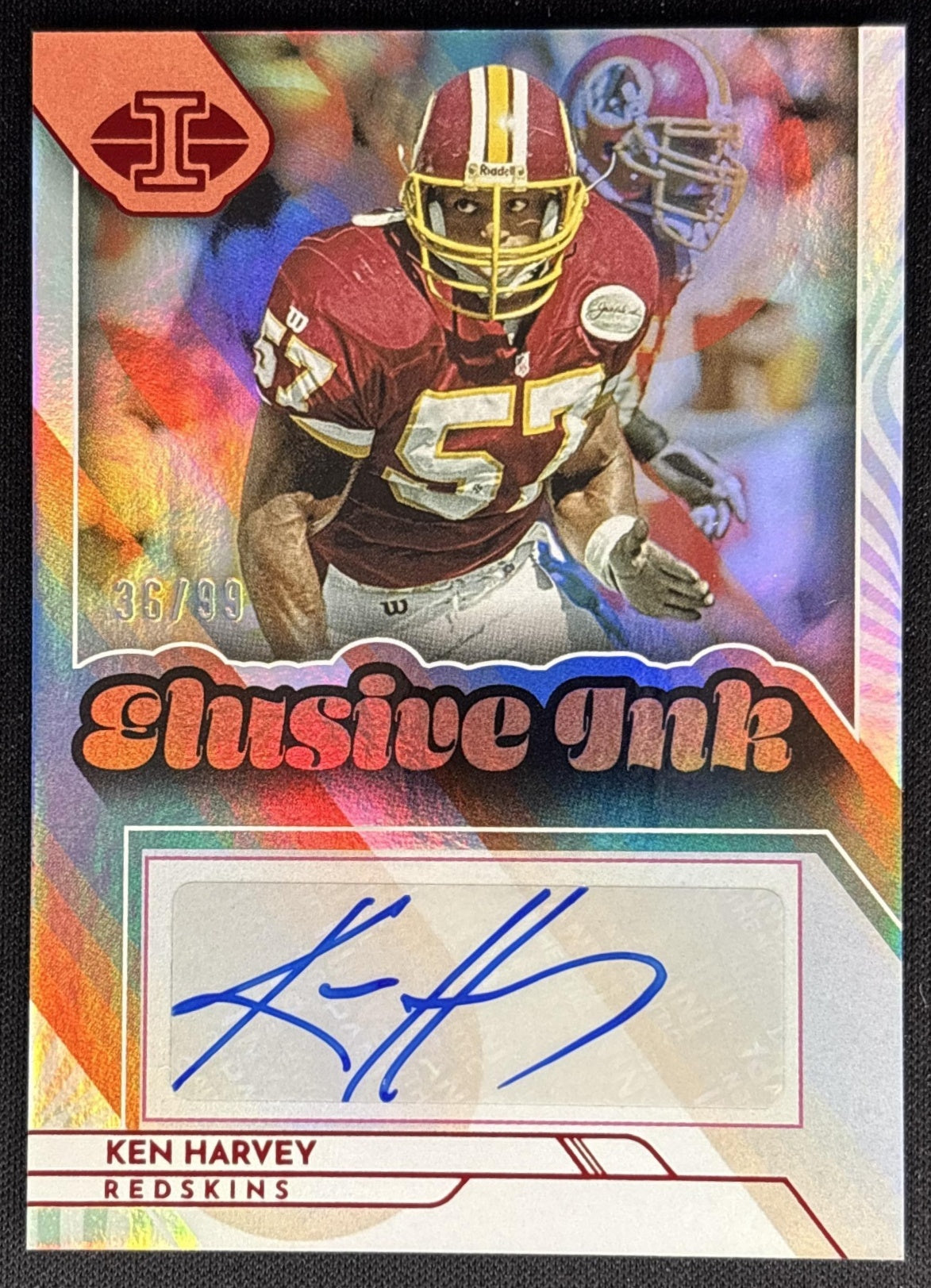 Ken Harvey 2022 Panini Illusions Elusive Ink Red /99 Redskins Commanders Sports Trading Cards