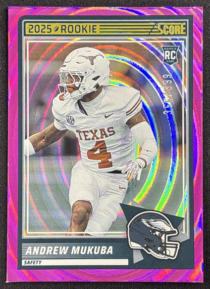 Andrew Mukuba 2025 Panini Score Rookies Ellipse /399 Eagles