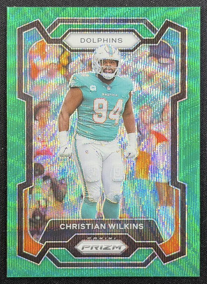 Christian Wilkins 2023 Panini Prizm Green Wave Dolphins