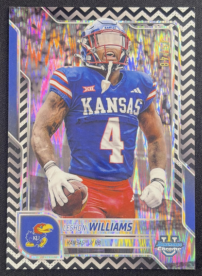 Leshon Williams 2025 Bowman Chrome University Prospects Black & White Stealth Refractor /48 Jayhawks