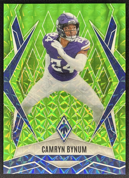 Camryn Bynum 2025 Panini Phoenix Lime Green Pyramids Prizm /285 Colts front