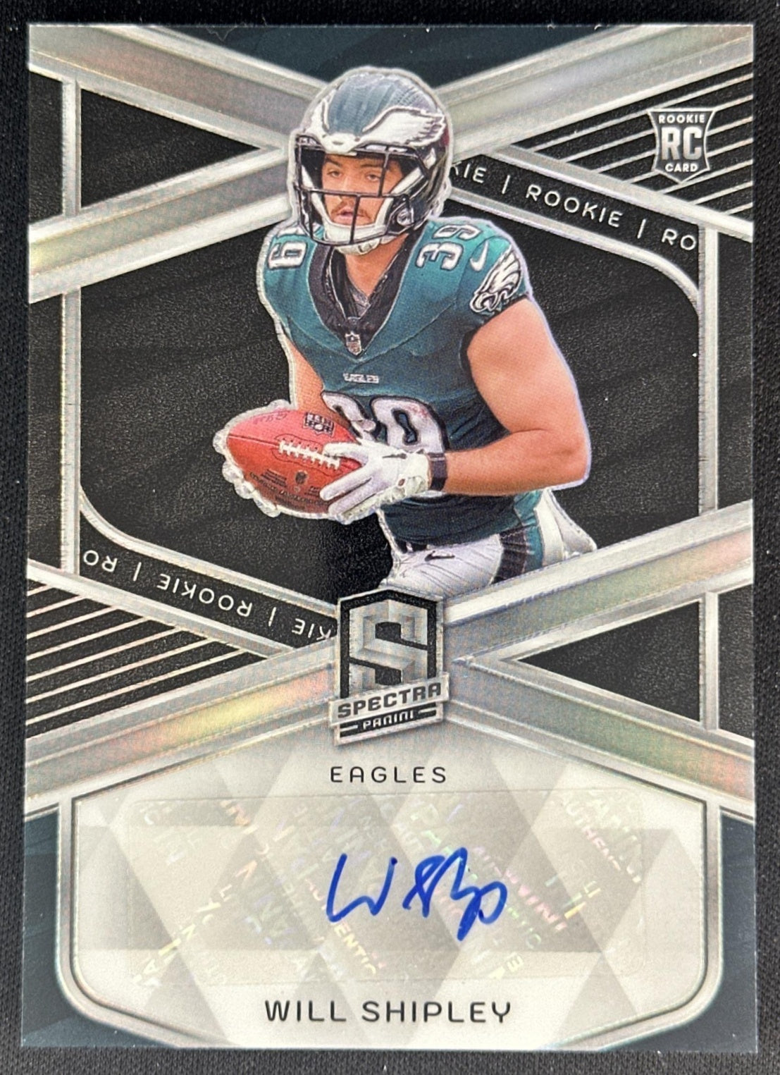 Will Shipley 2024 Panini Spectra Rookie Auto /99 Eagles Sports Trading Cards