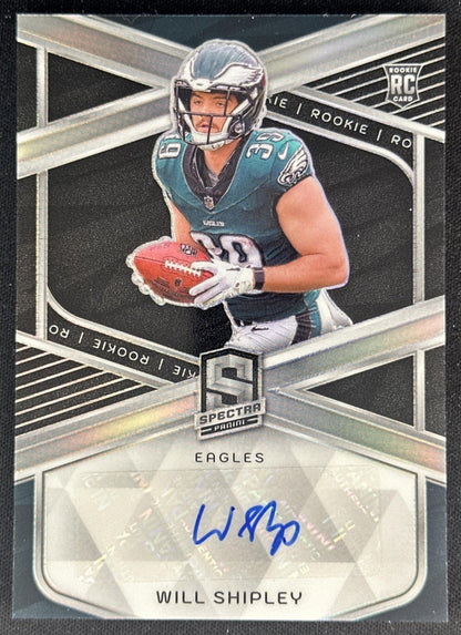 Will Shipley 2024 Panini Spectra Rookie Auto /99 Eagles Sports Trading Cards