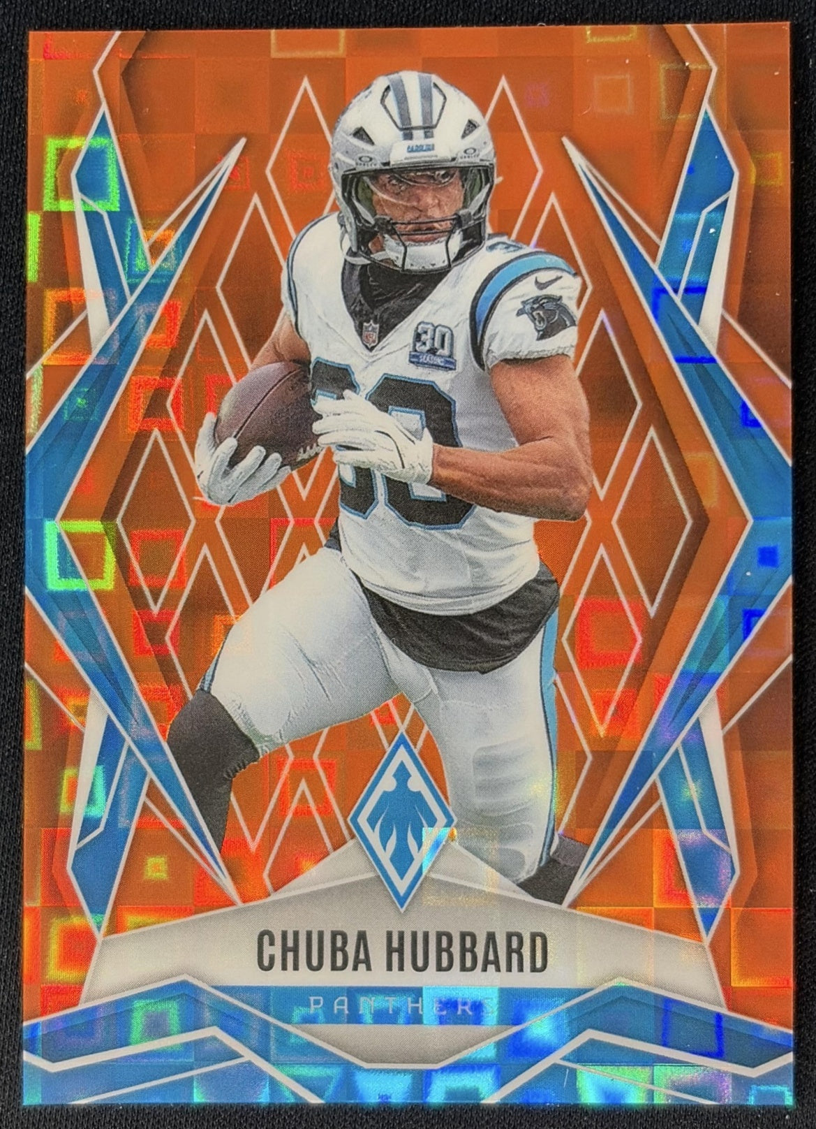 Chuba Hubbard 2025 Panini Phoenix Orange Pandora Prizm /189 Panthers front