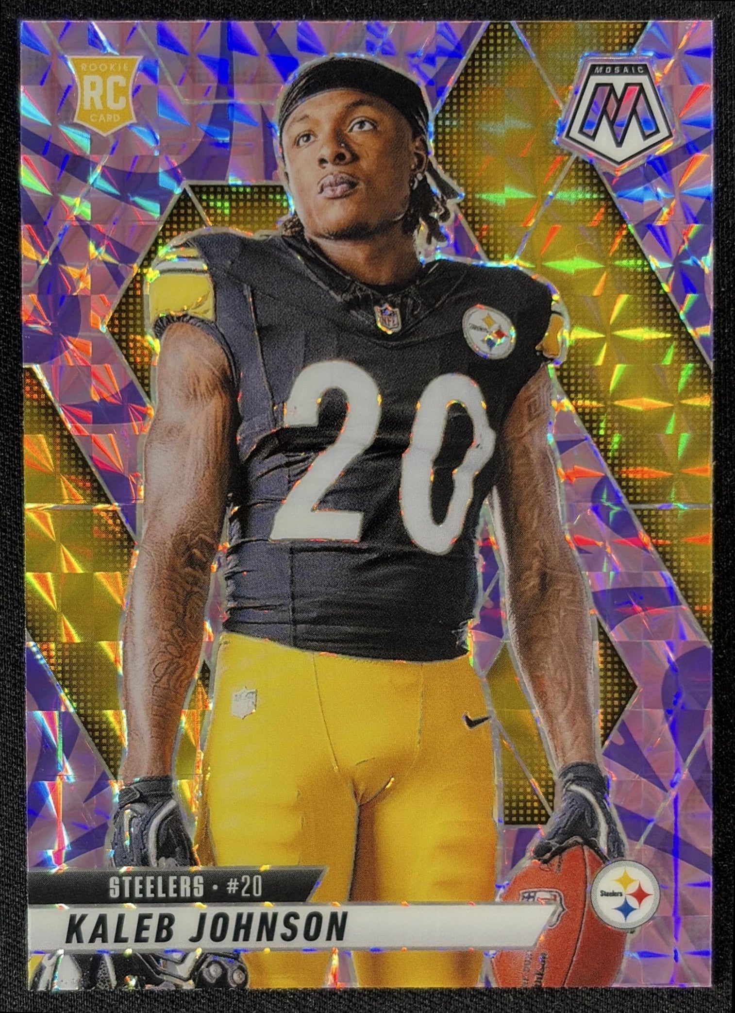 Kaleb Johnson 2025 Panini Mosaic Rookie Variation Reactive Purple Prizm Steelers