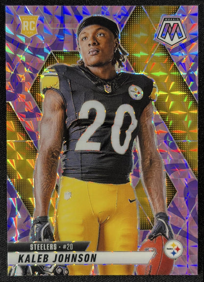 Kaleb Johnson 2025 Panini Mosaic Rookie Variation Reactive Purple Prizm Steelers