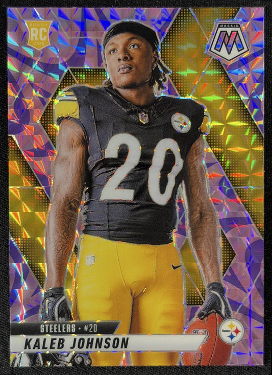 Kaleb Johnson 2025 Panini Mosaic Rookie Variation Reactive Purple Prizm Steelers