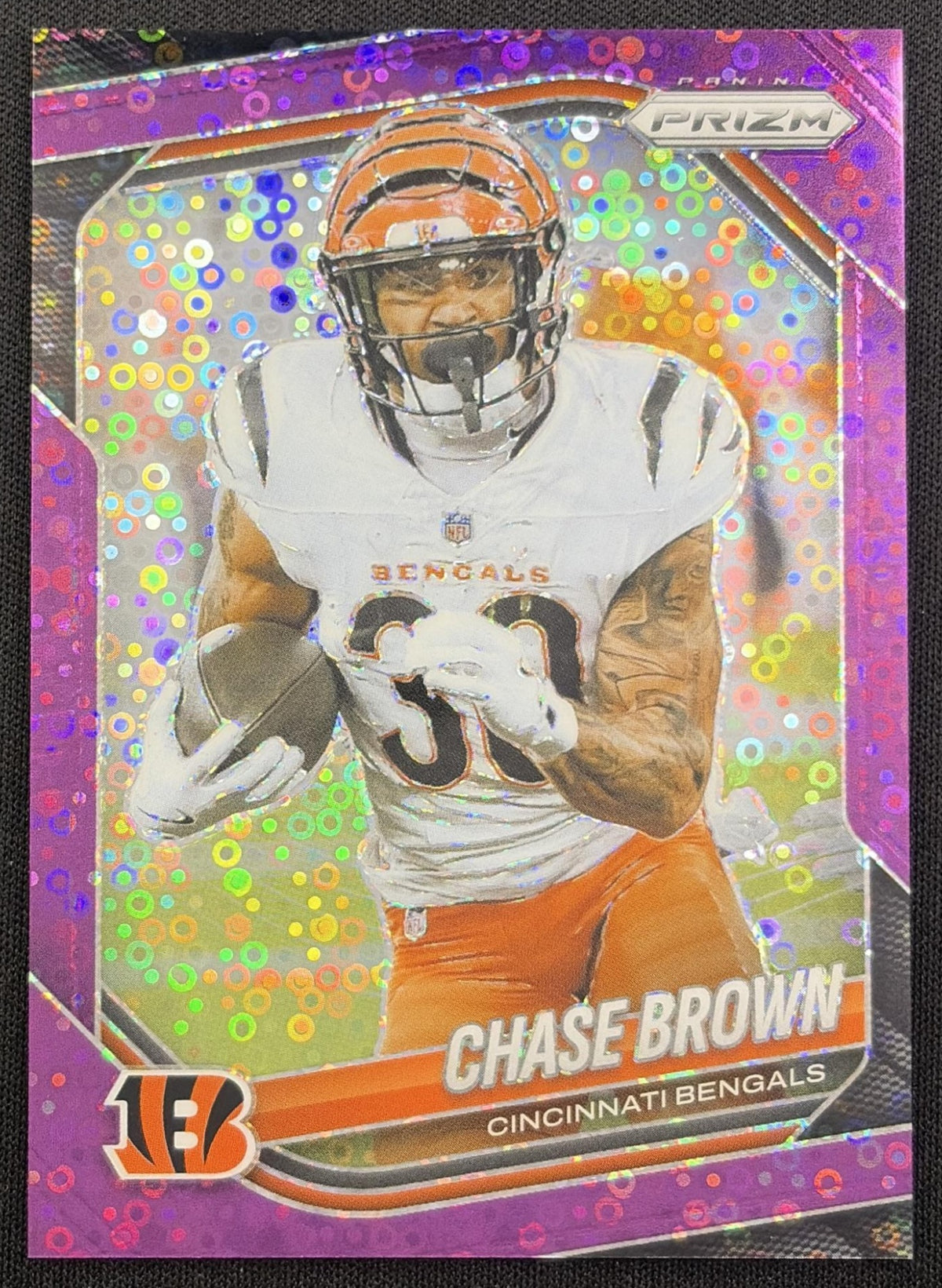 Chase Brown 2025 Panini Prizm No Huddle Purple /75 Bengals Cincinnati Bengals