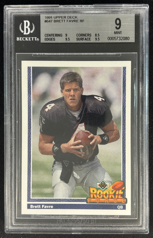 Brett Favre 1991 Upper Deck BGS 9 Rookie Packers Falcons - Front (Wayne Collection)