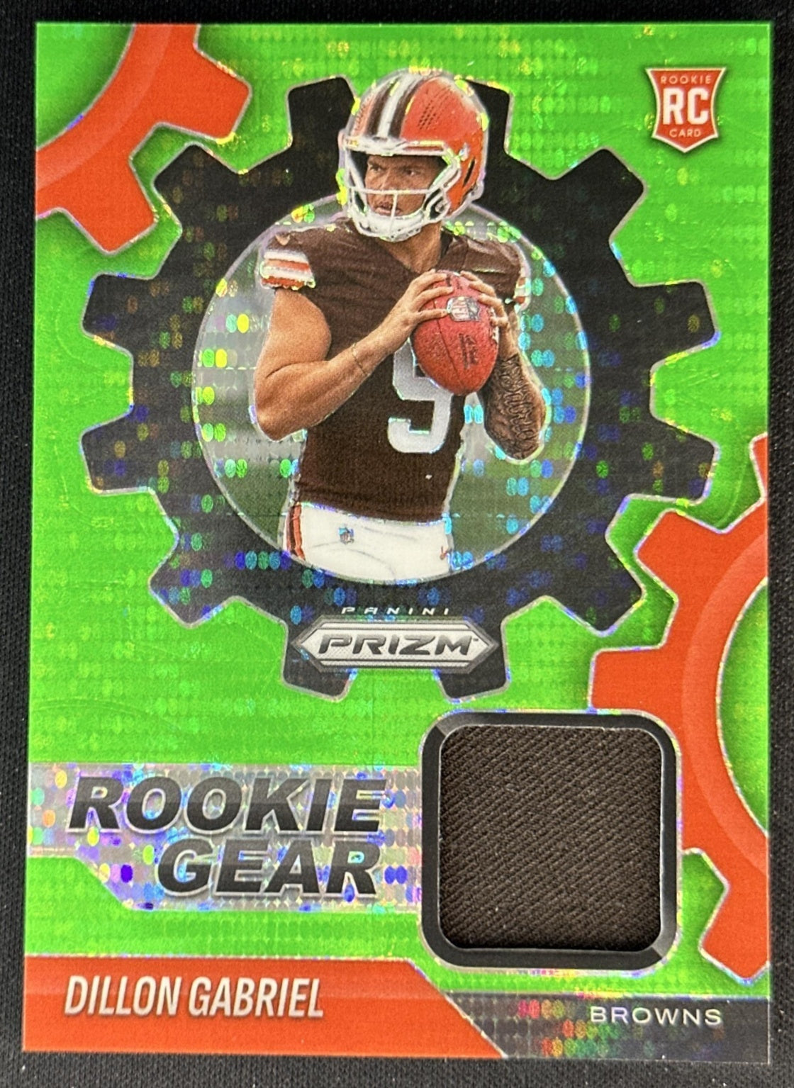 Dillon Gabriel 2025 Panini Prizm Rookie Gear Neon Green Pulsar Browns