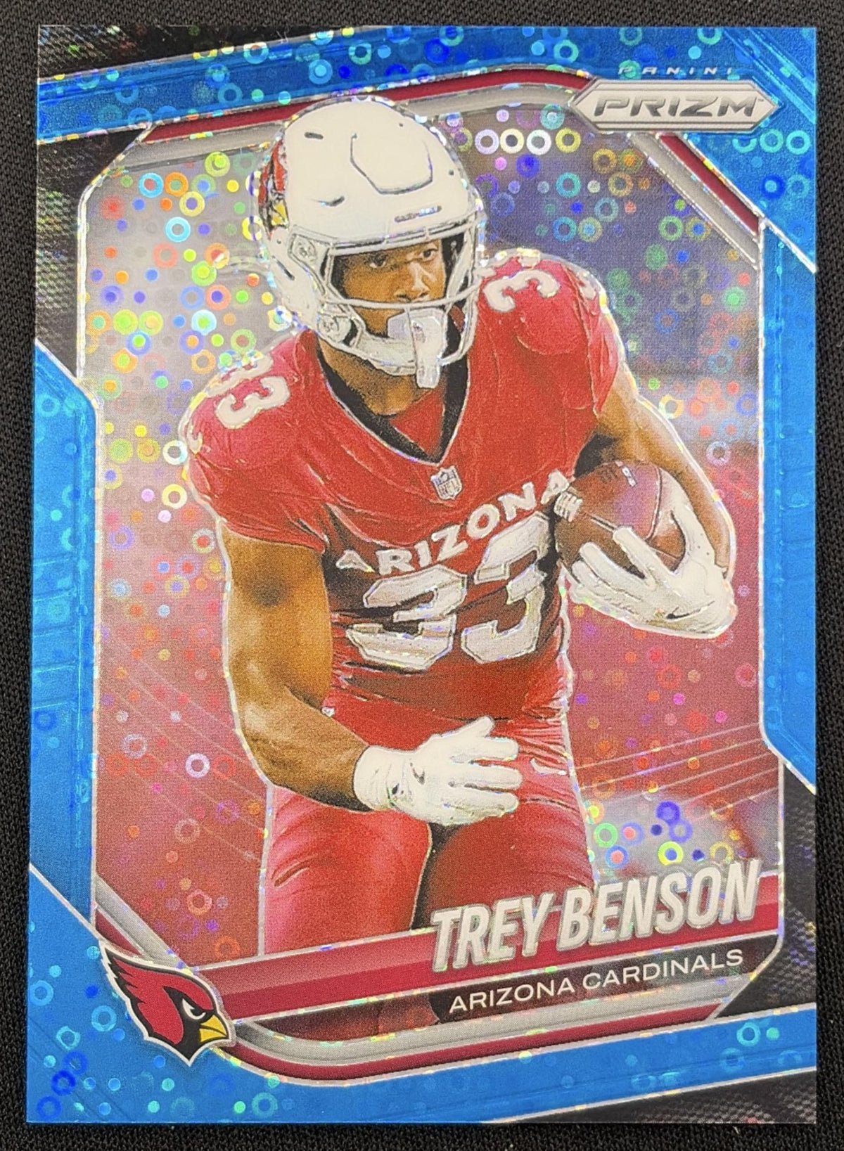 Trey Benson 2025 Panini Prizm No Huddle Blue /125 Cardinals Arizona Cardinals