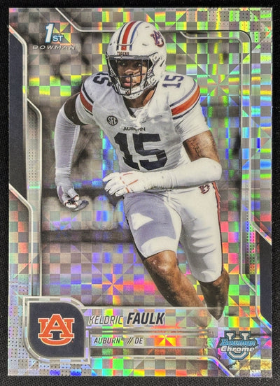 Keldric Faulk 2025 Bowman Chrome University Prospects X-Fractor Tigers Titans Sports Trading Cards