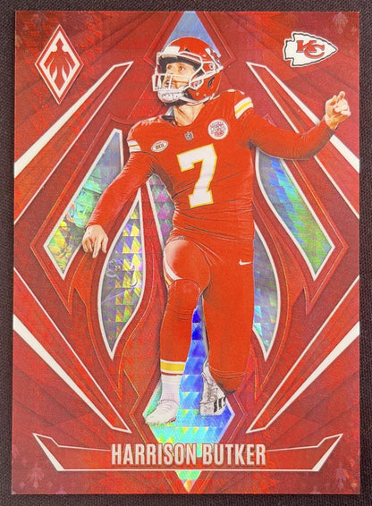 Harrison Butker 2024 Panini Phoenix Red Hyper /140 Chiefs