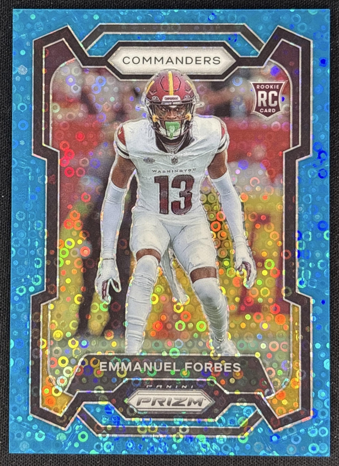 Emmanuel Forbes 2023 Panini Prizm No Huddle Blue /95 Commanders front