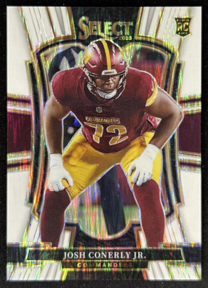 Josh Conerly Jr. 2025 Select Premier Level White Prizm Shock /799 Commanders Sports Trading Card