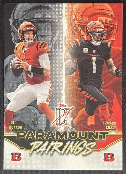 Ja'Marr Chase Joe Burrow 2025 Topps Signature Class Paramount Pairings Bengals front