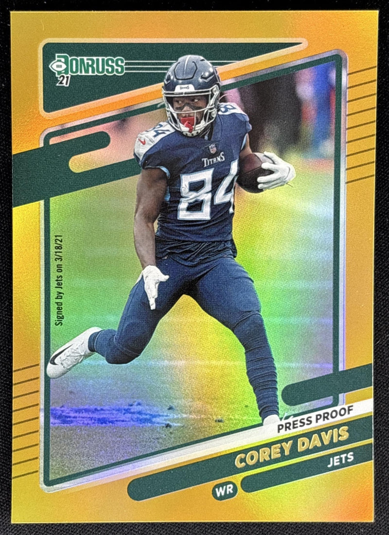 Corey Davis 2021 Panini Donruss Press Proof Premium Jets
