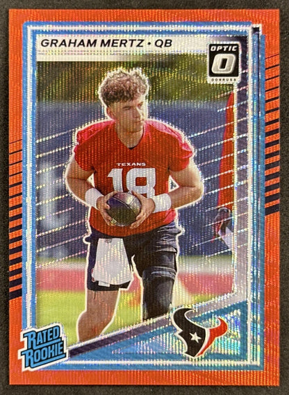 Graham Mertz 2025 Panini Donruss Optic Rated Rookie Preview Red Wave Texans front sports trading card