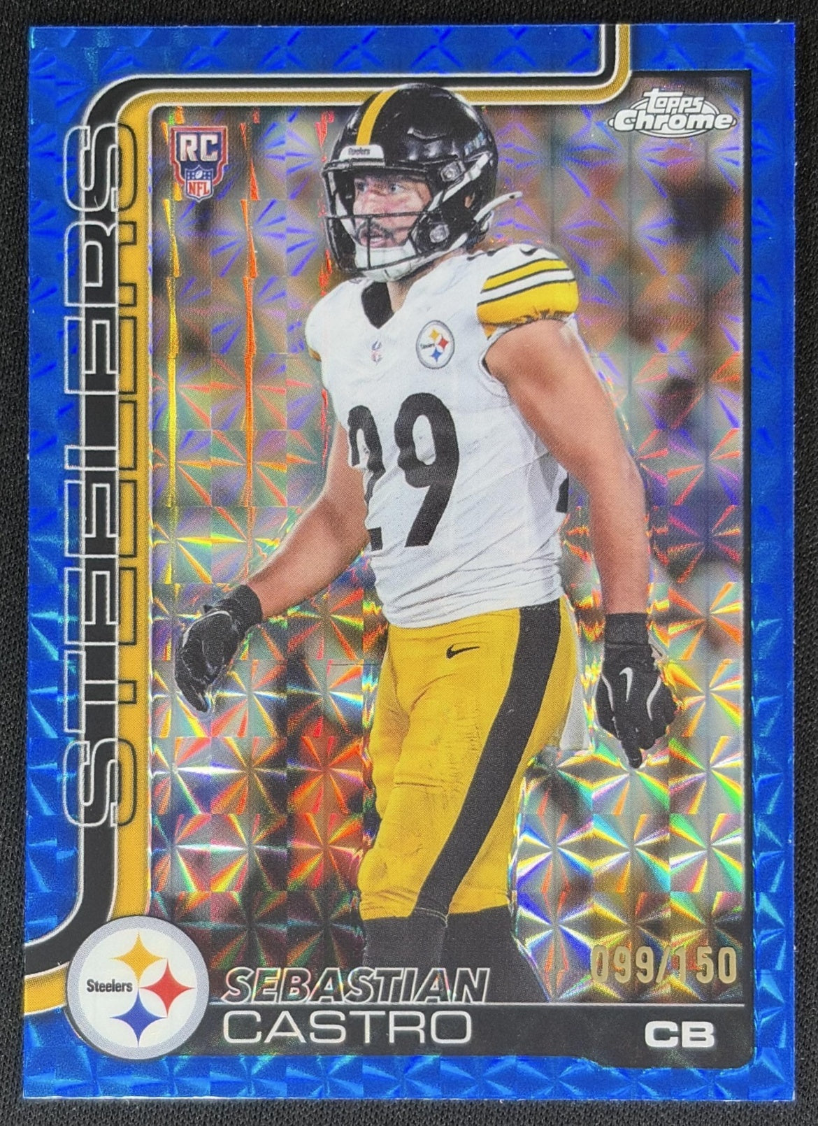Sebastian Castro 2025 Topps Chrome Rookie Blue Geometric Refractor /150 Steelers Sports Trading Cards