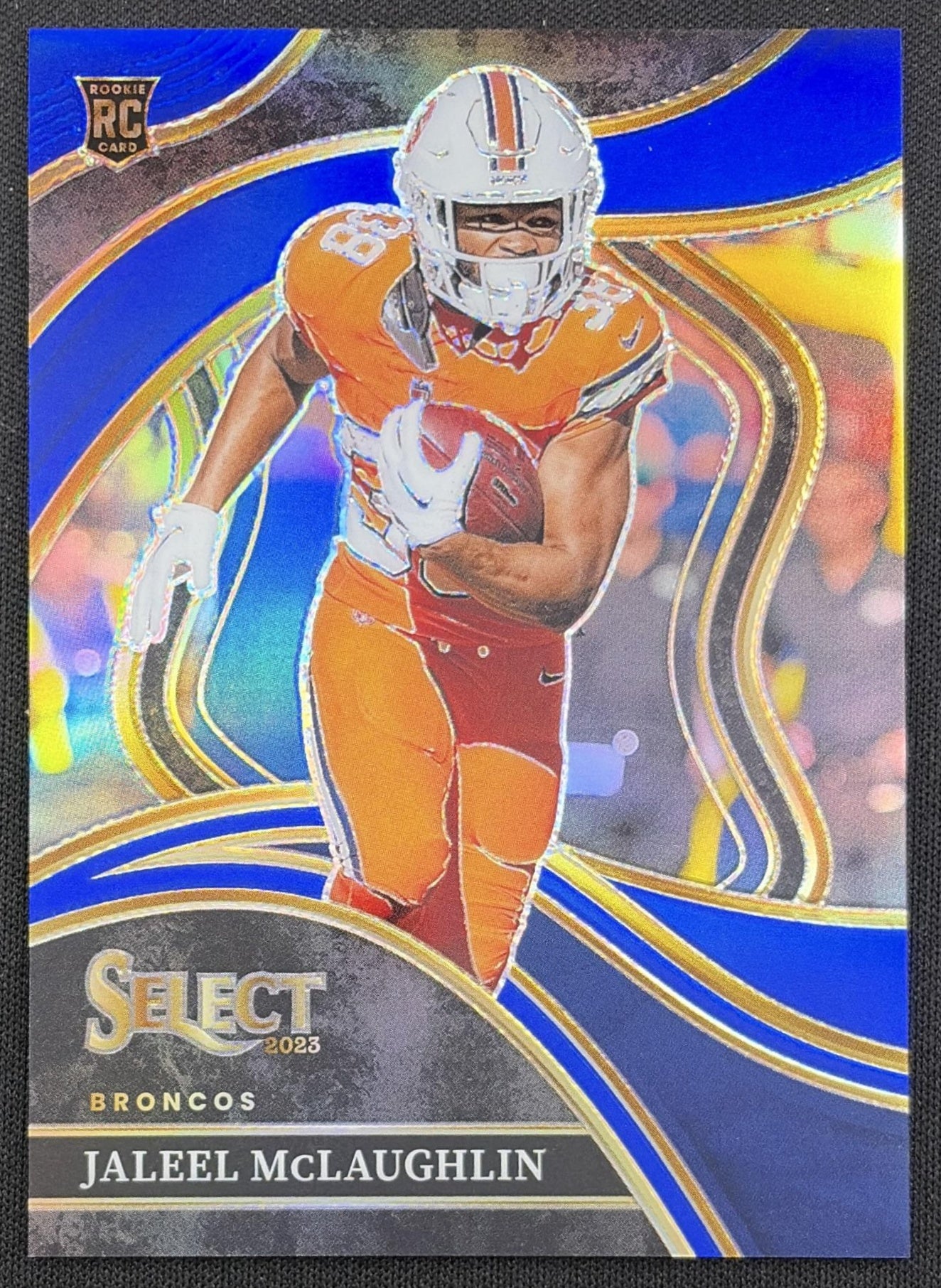 Jaleel McLaughlin 2023 Panini Select Blue Prizms /99 Broncos