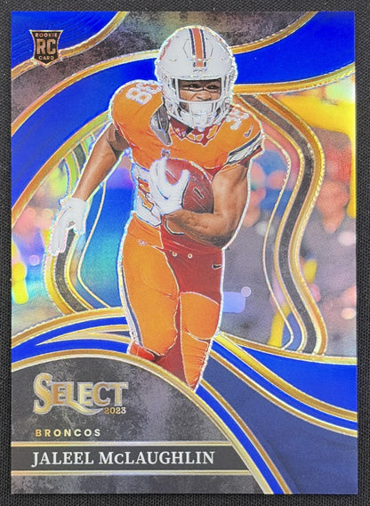Jaleel McLaughlin 2023 Panini Select Blue Prizms /99 Broncos