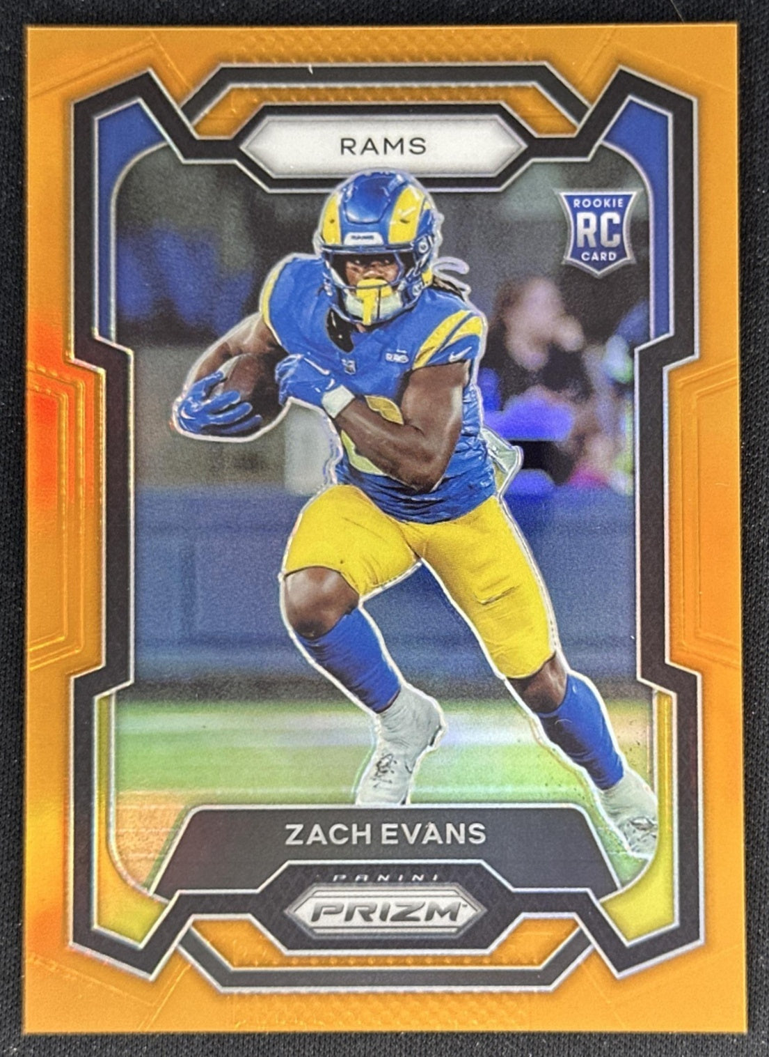 Zach Evans 2023 Panini Prizm Orange /249 Rams front