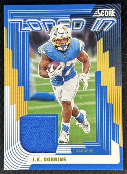 J.K. Dobbins 2025 Panini Score Zoned In Jerseys Chargers 2