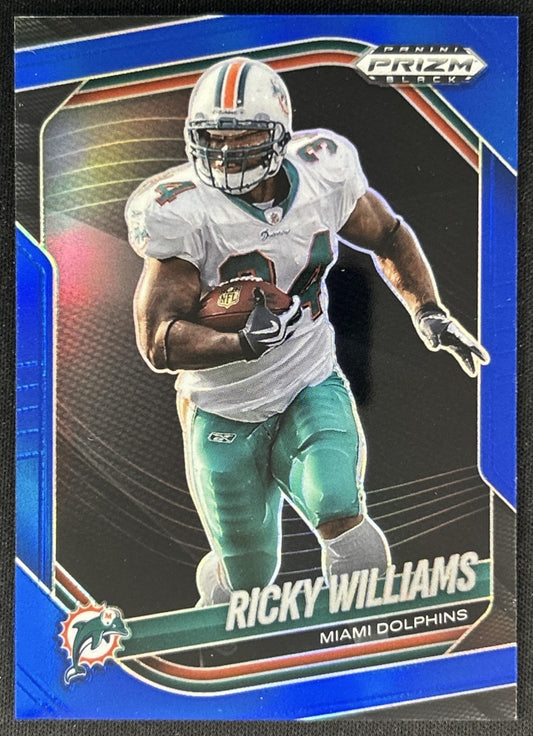 Ricky Williams 2025 Panini Prizm Black Blue /199 Dolphins front